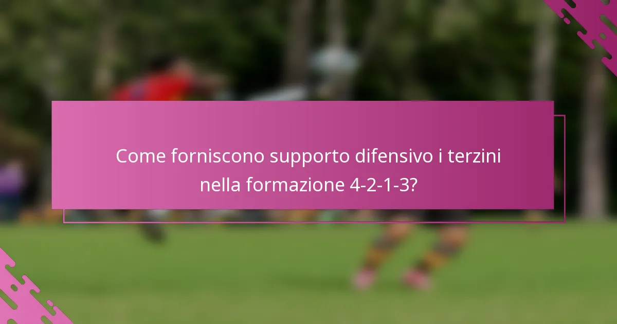 Come forniscono supporto difensivo i terzini nella formazione 4-2-1-3?