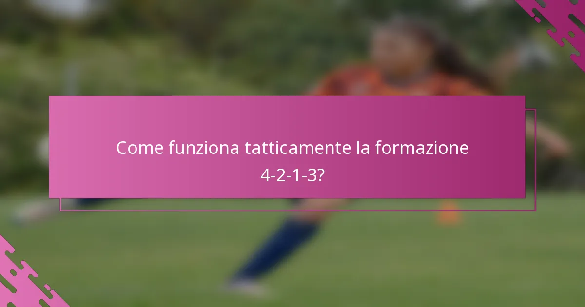 Come funziona tatticamente la formazione 4-2-1-3?