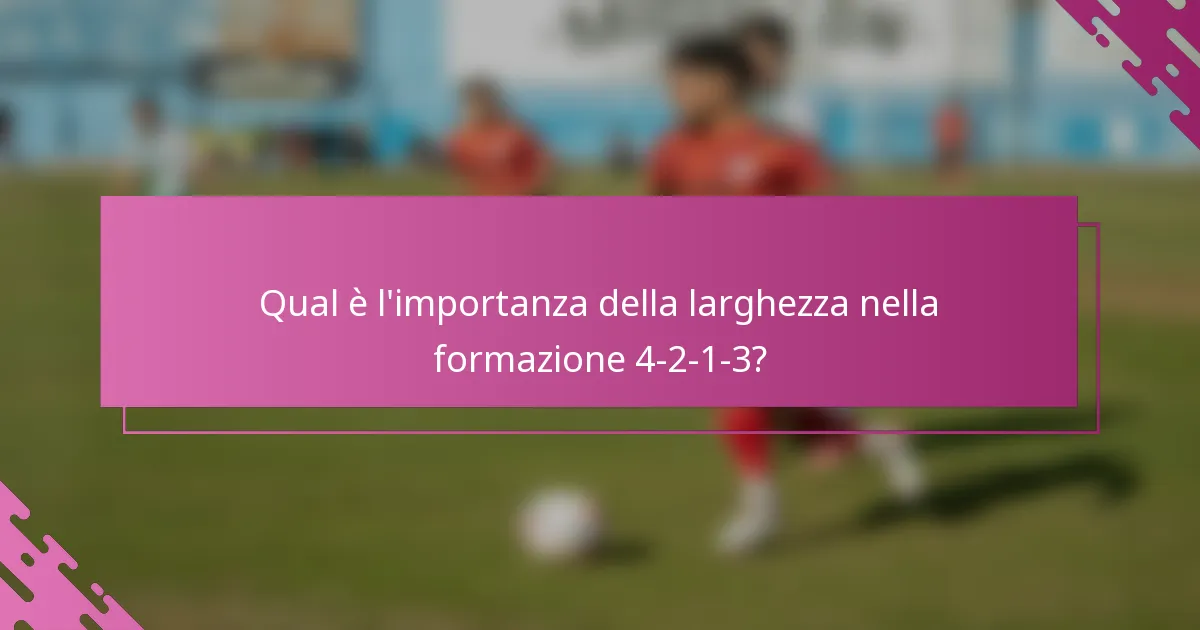 Qual è l'importanza della larghezza nella formazione 4-2-1-3?
