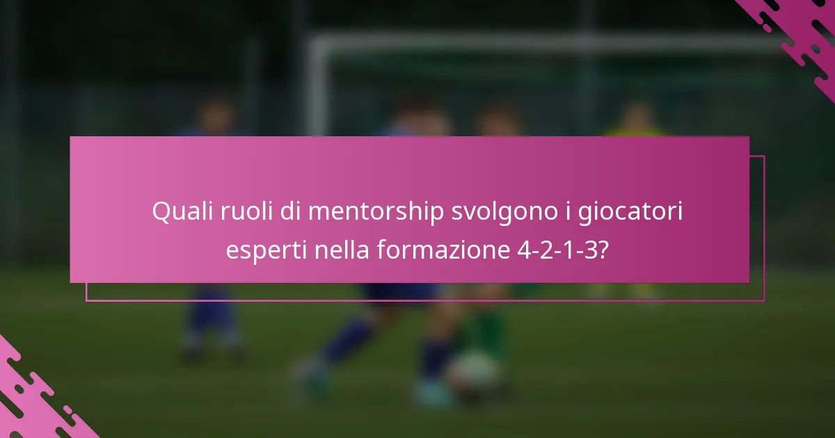 Quali ruoli di mentorship svolgono i giocatori esperti nella formazione 4-2-1-3?